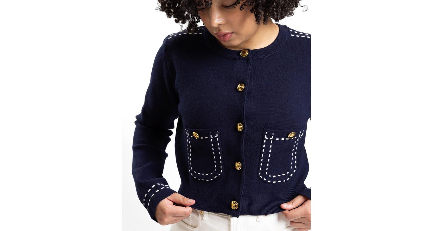 Women's Jessica Cropped Fitted Button-Front Cardigan