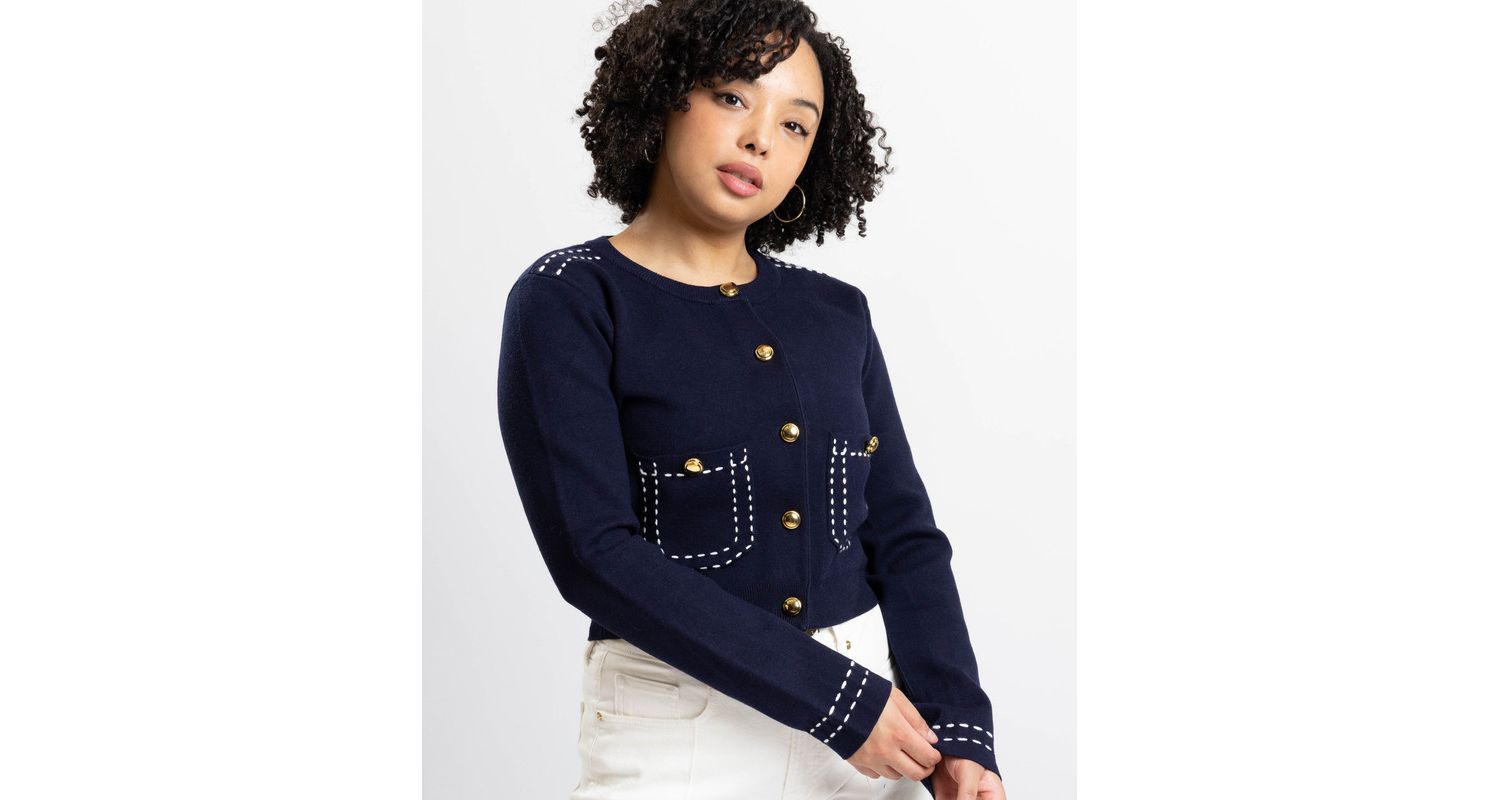 Women's Jessica Cropped Fitted Button-Front Cardigan