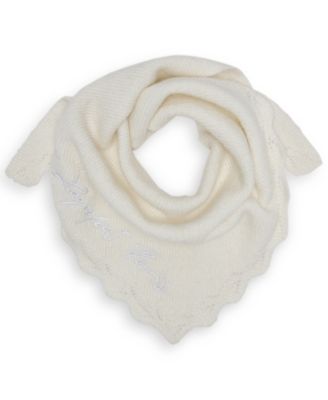 Scallop Edge Embroidered Logo Triangle Scarf