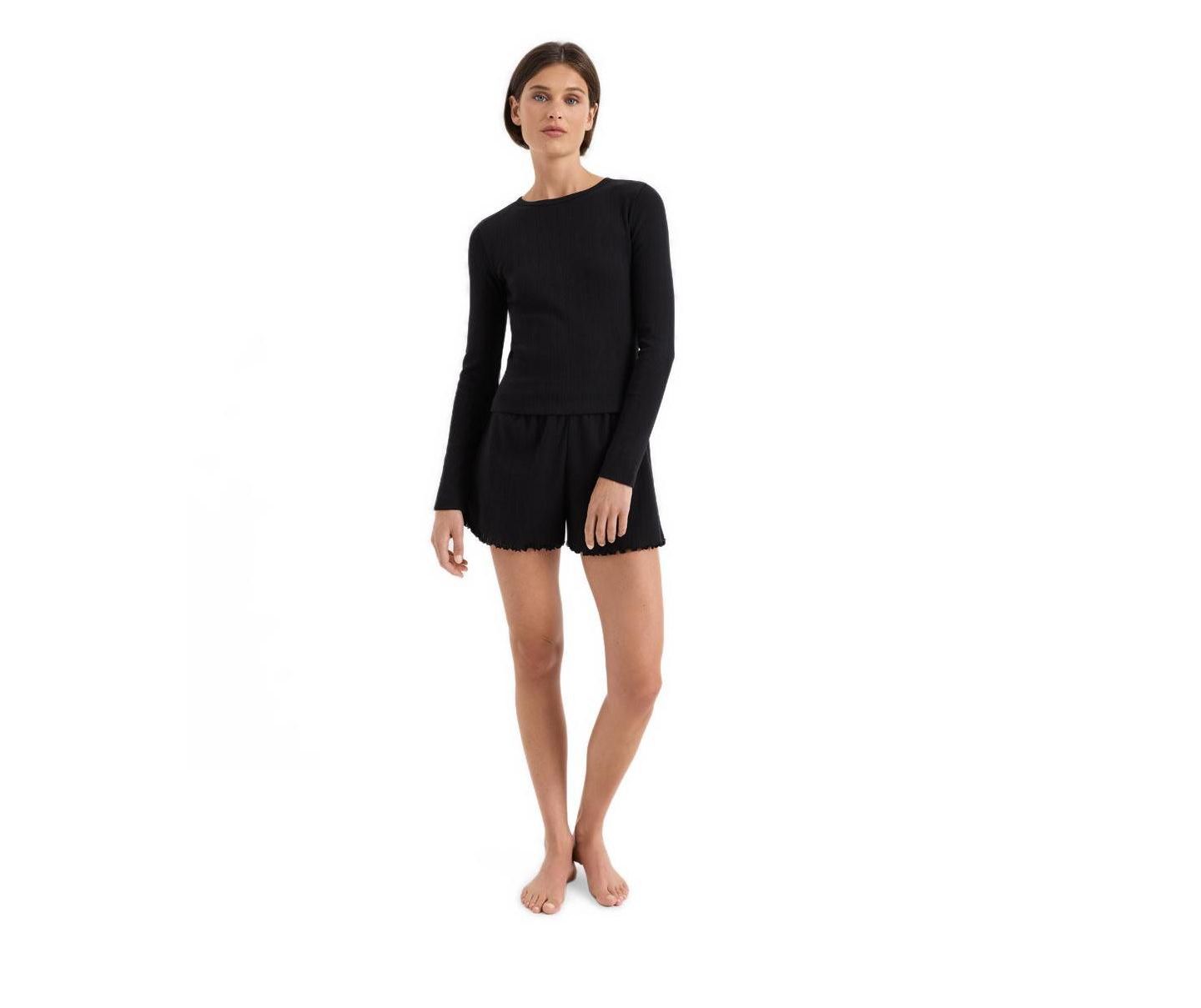 Женская футболка Pact Organic Cotton Pointelle Long Sleeve, цвет: Чёрный — фото 2