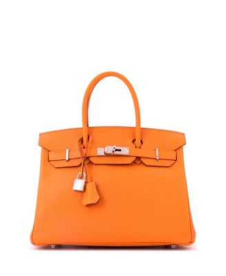Pre-Owned Hermes Birkin 30 Handbag Orange Epsom with Palladium Hardware