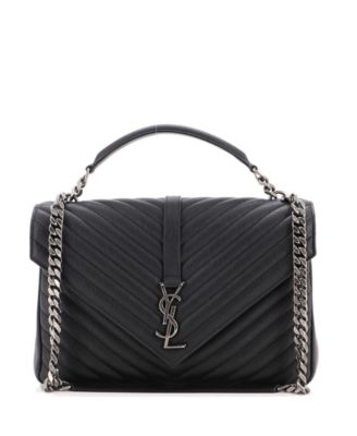 Large Classic Monogram College Bag Matelasse Chevron Leather