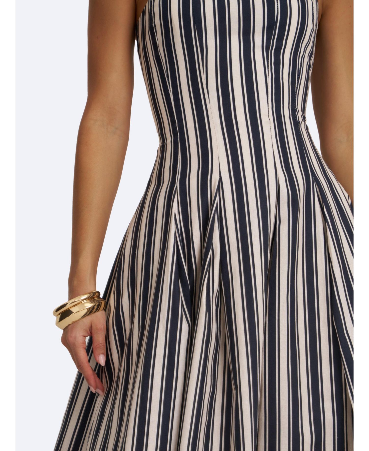 Women's Wyanne Linen-Blend Striped Strapless Midi Dress