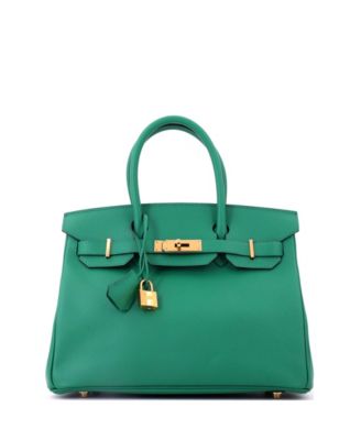 Pre-Owned Hermes Birkin 30 Handbag Green Epsom with Gold Hardware