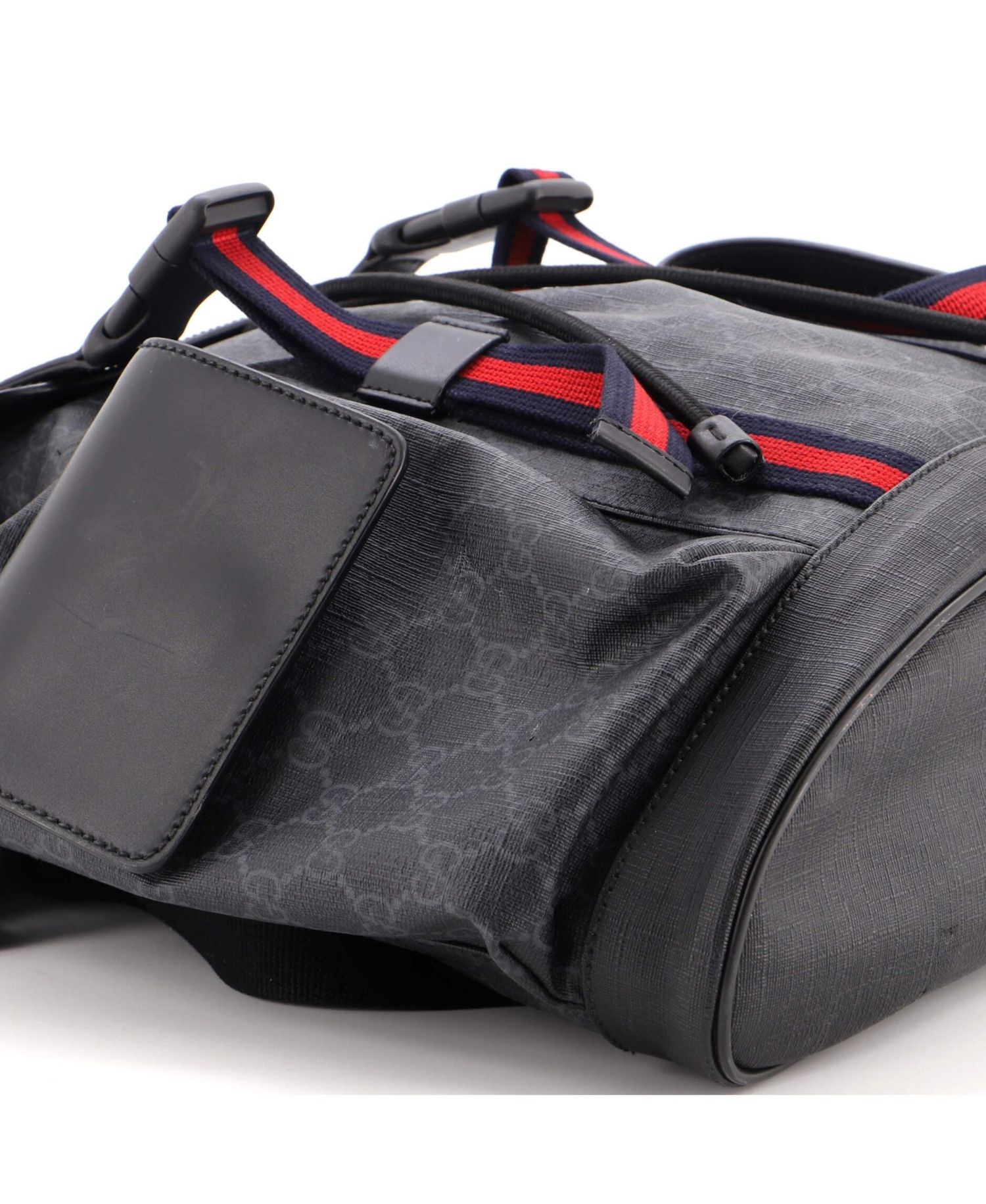 Large Double Pocket Buckle Backpack GG Coated Canvas