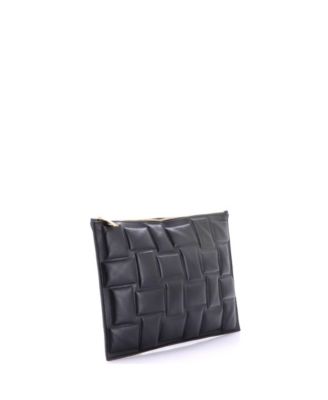 Cassette Zip Clutch Embossed Padded Leather