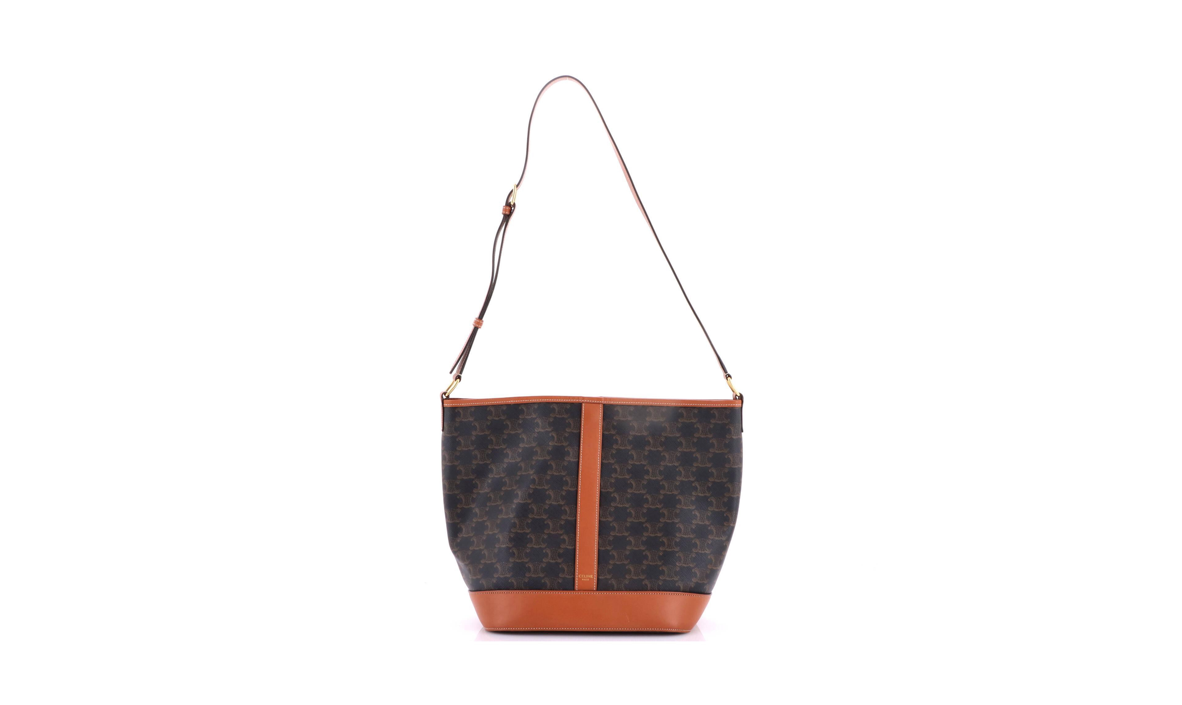 Pre-Owned Celine Medium Bucket Bag Triomphe Coated Canvas