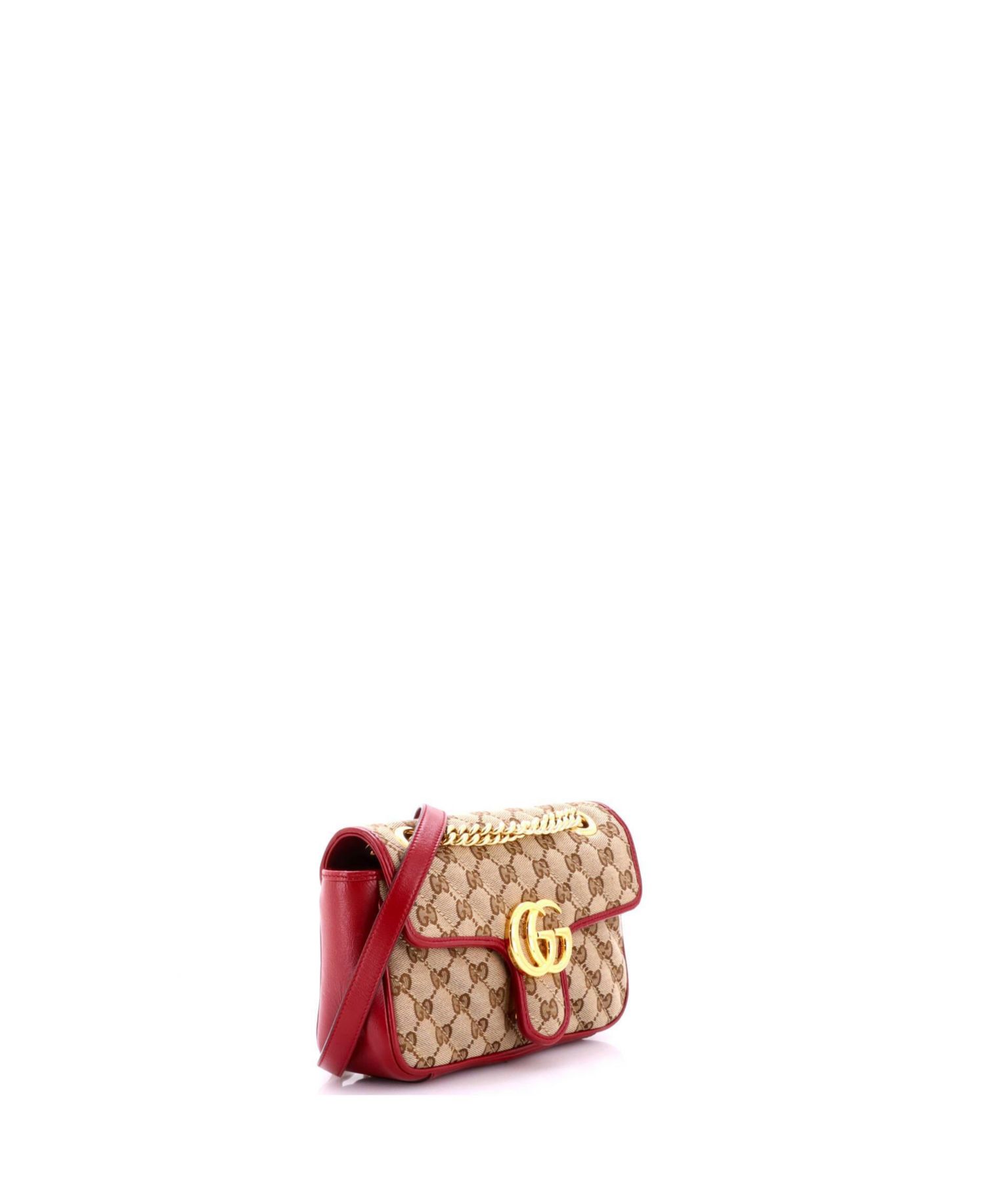 Mini GG Marmont Flap Bag Diagonal Quilted GG Canvas with Leather