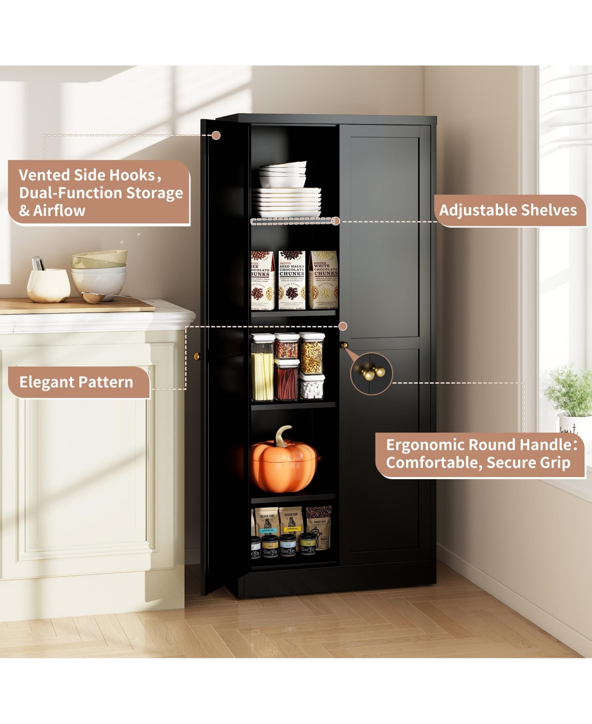 Boyel Living 110lb Shelf Steel Farmhouse Slim Tool Free Assembly Storage Cabinet