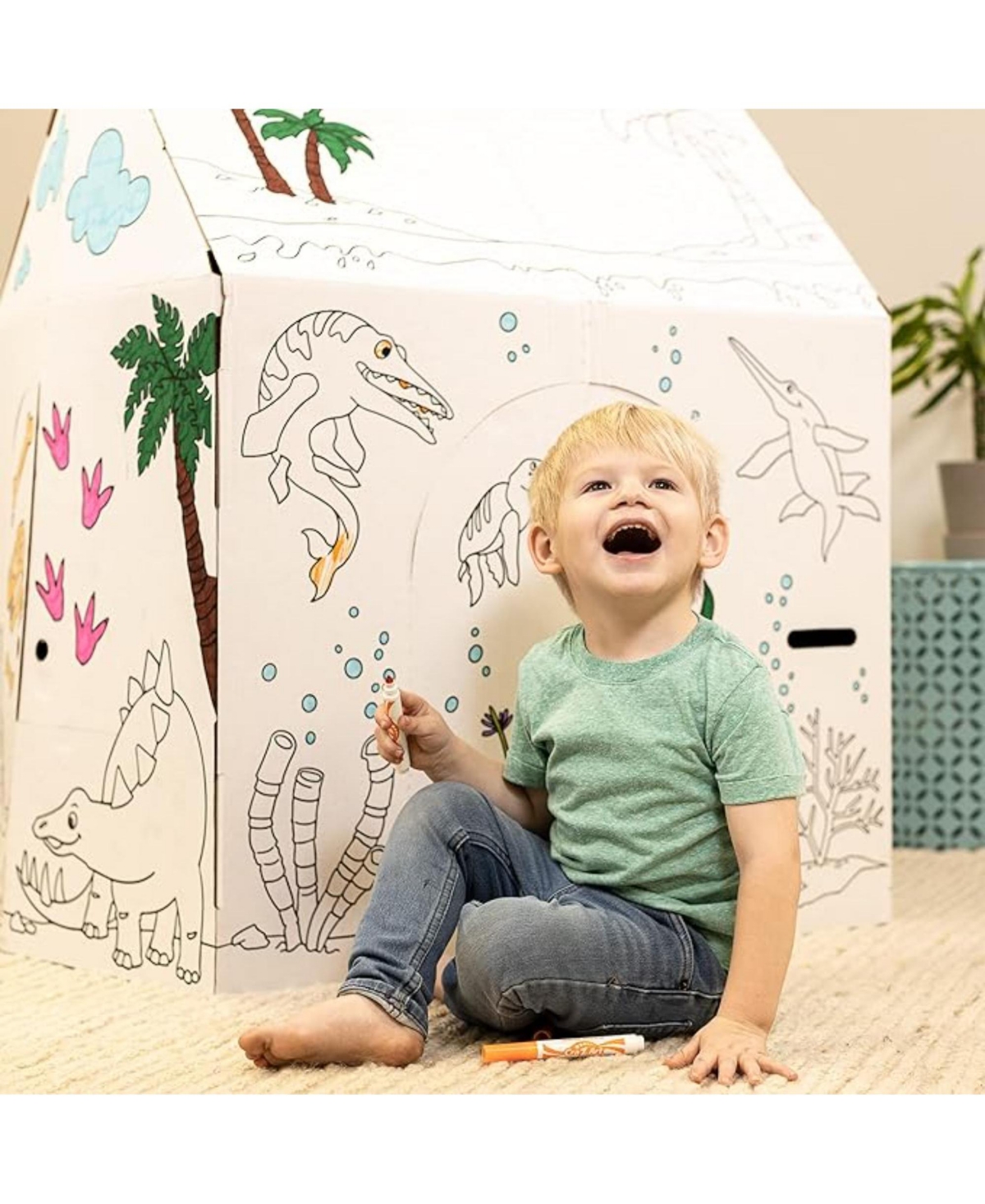 Easy Playhouse Dinosaur Colorable Playhouse, Ages 3+