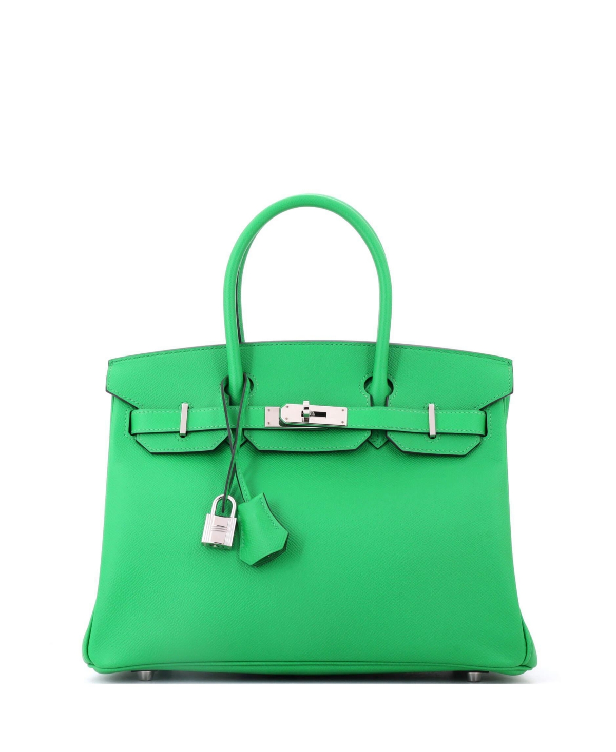 Pre-Owned Hermes Birkin 30 Handbag Green Epsom with Palladium Hardware - Green