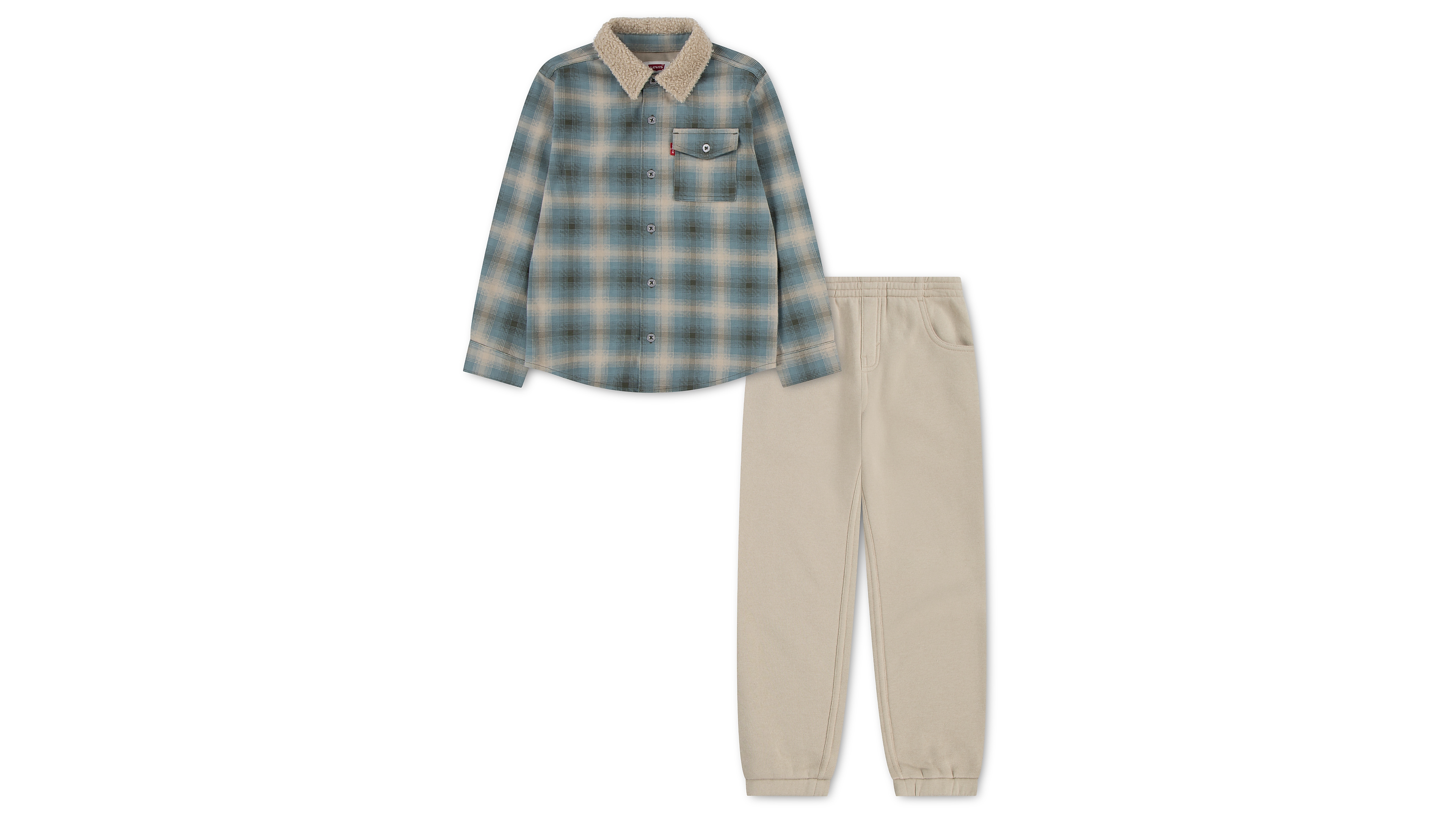 Levi's Boys' 4-7 Plaid Shirt and Joggers, 2-Piece Set