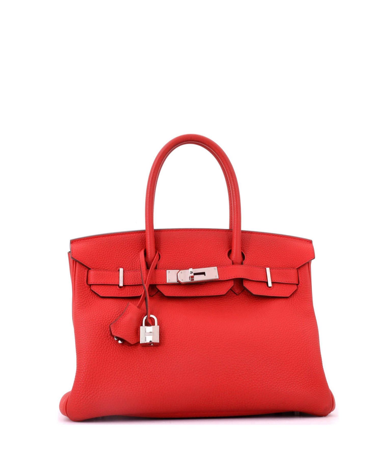 Pre-Owned Hermes Birkin 30 Handbag Red Togo with Palladium Hardware