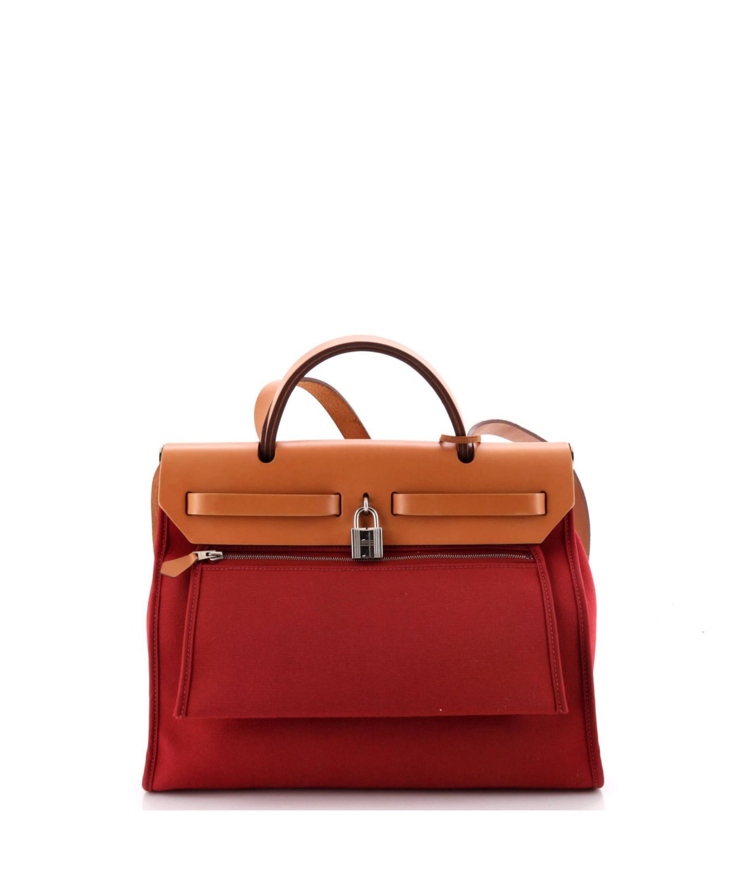 Pre-Owned Hermes 31 Herbag Zip Leather and Toile