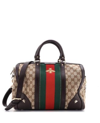 Medium Vintage Bee Web Boston Bag GG Canvas