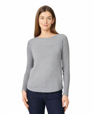 Women's Fine-Gauge Knit Boat Neck Long-Sleeve Sweater