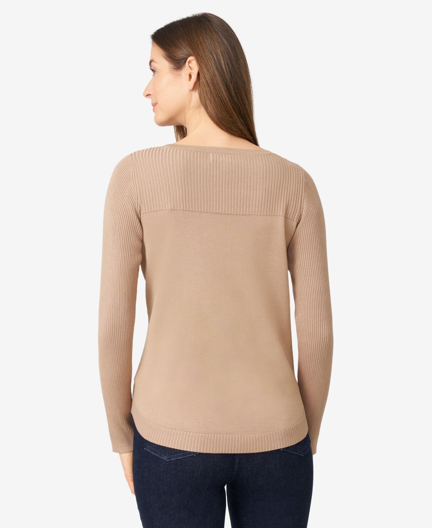 Женский свитер Melissa Paige Fine-Gauge Knit Boat Neck Long-Sleeve, цвет: Верблюжий — фото 5