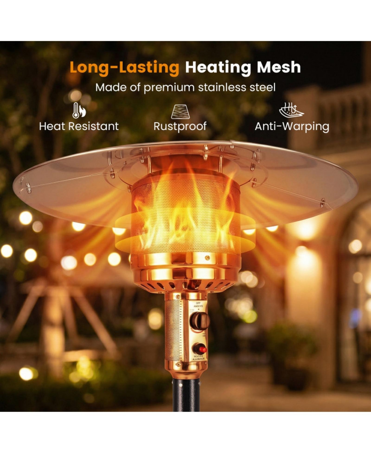 Sugift 50000 Btu Outdoor Propane Patio Heater with 20 feet Heat Coverage Stainless Burner