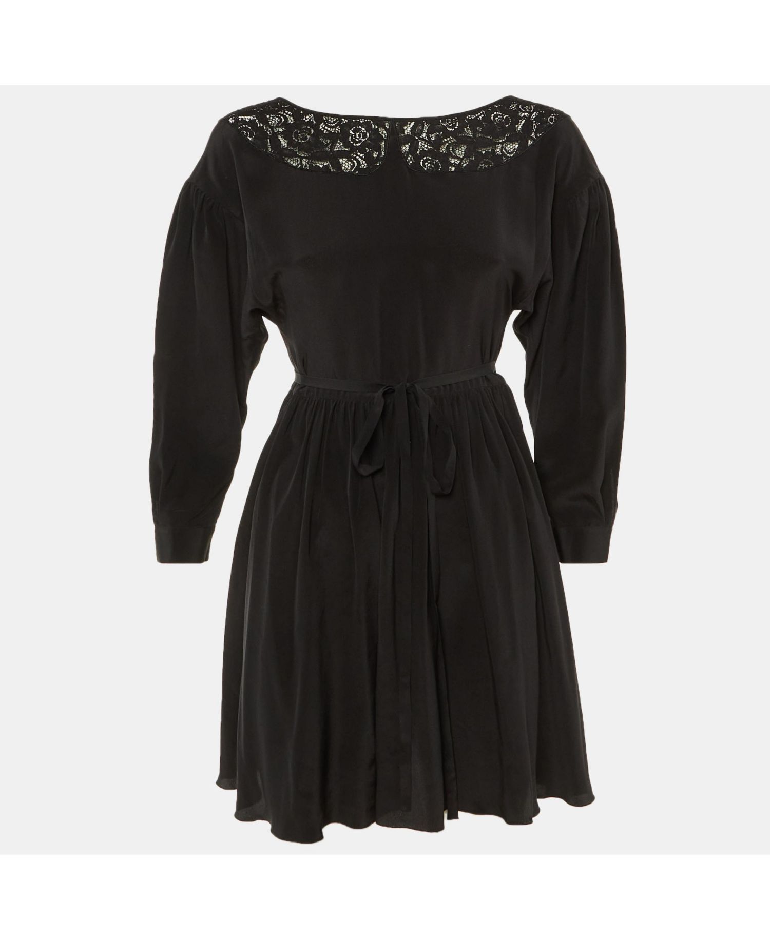 Women's Silk Lace Detail Wrap Around Mini Dress