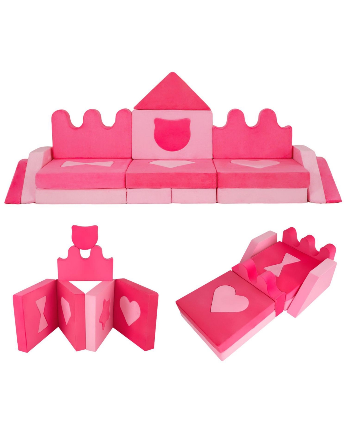 Slickblue 14-Piece Modular Kids Play Couch and Foam Climbing Block Set