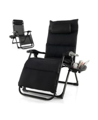 Adjustable Metal Zero Gravity Lounge Chair with Removable Cushion and Cup Holder Tray