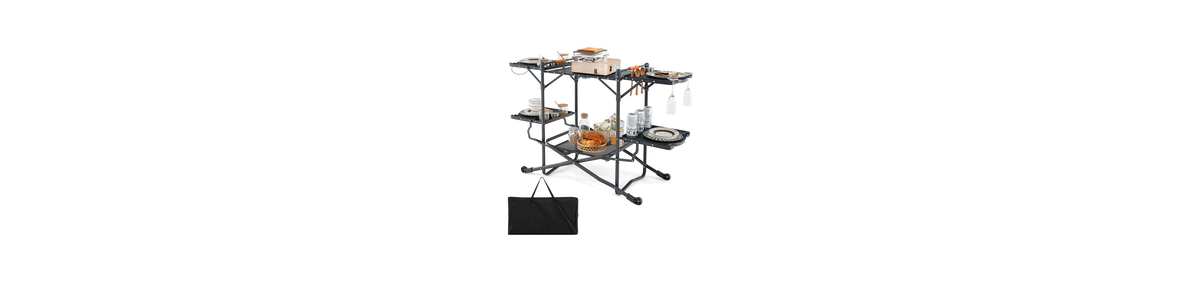 Boyel Living Folding Portable Outdoor Cook Station with Heat-Resistant Aluminum Tabletop