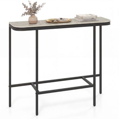 44 Inches  Faux Marble Entryway Console Table on Heavy-Duty Metal Frame