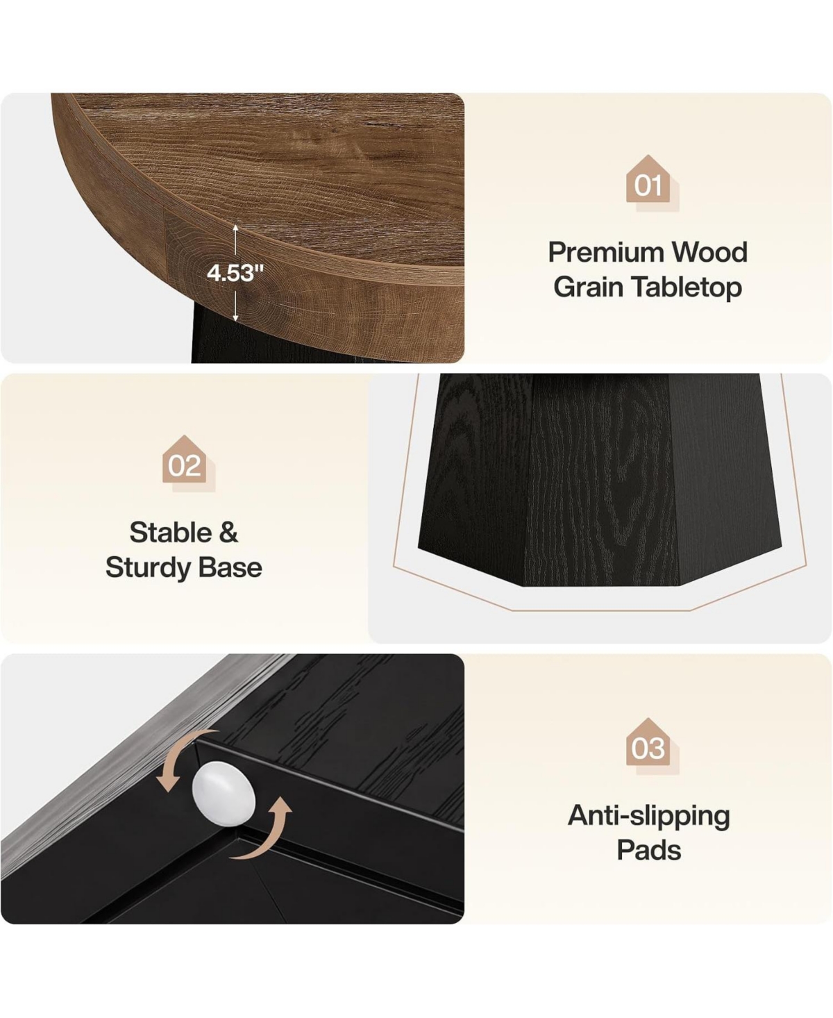 Tribesigns 31.5" Round Coffee Table, Two-Tone, for Small Space