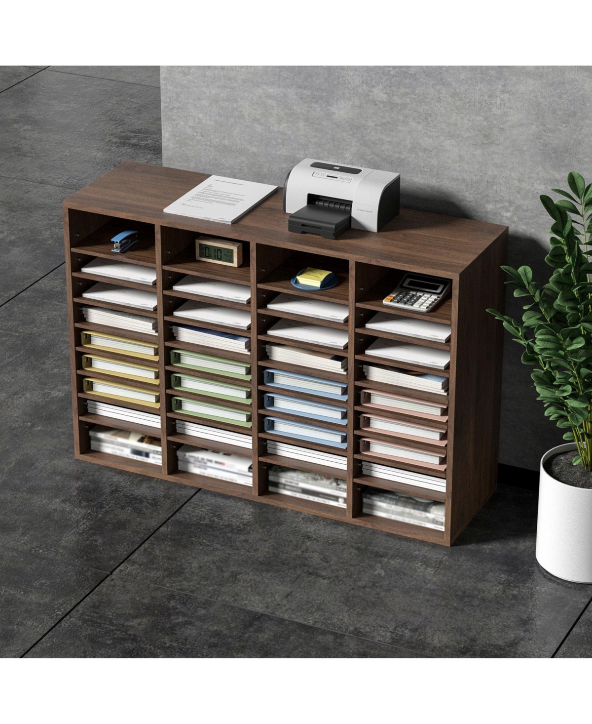 Slickblue Wooden Mail Organizer with Compartments, Literature Sorter for Office, Home and Mailroom