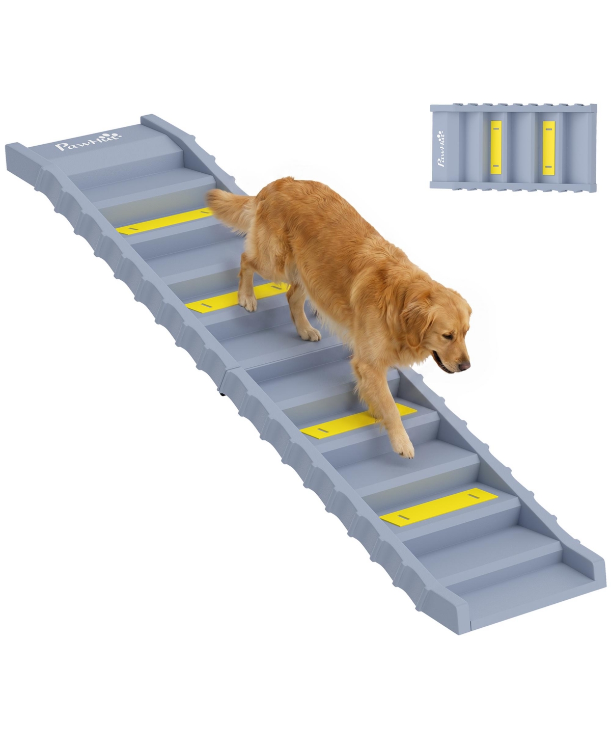 PawHut Dog Stairs for Car Truck Suv, Foldable Dog Ramp for Large Medium Small Dogs - Blue