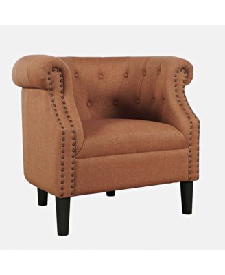 Transitional Contemporary Upholstered Barrel Curved Back Accent Chair