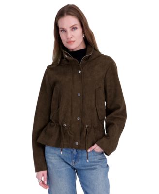 Women's Faux Suede Hooded Anorak Coat