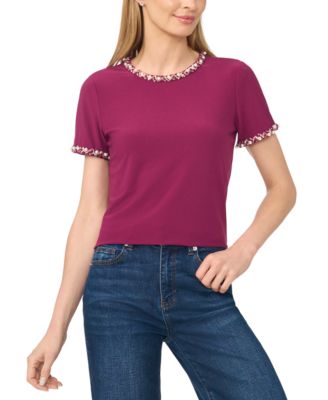 Women's Embellished Short Sleeve Top