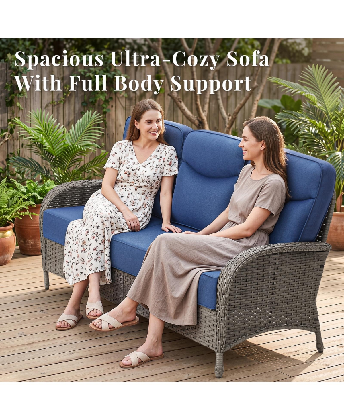 Pocassy Luxury 10-Pieces Patio Furniture Set with 6-inch Thick Cushion, Outdoor Couch and High Back Swivel Rocker Chairs,Wicker Conversation