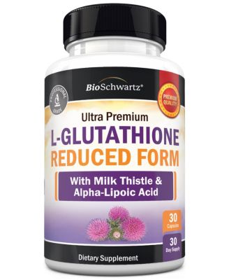 Reduced Glutathione 500 Milligram with Alpha Lipoic Acid and Milk Thistle, 30 Capsules