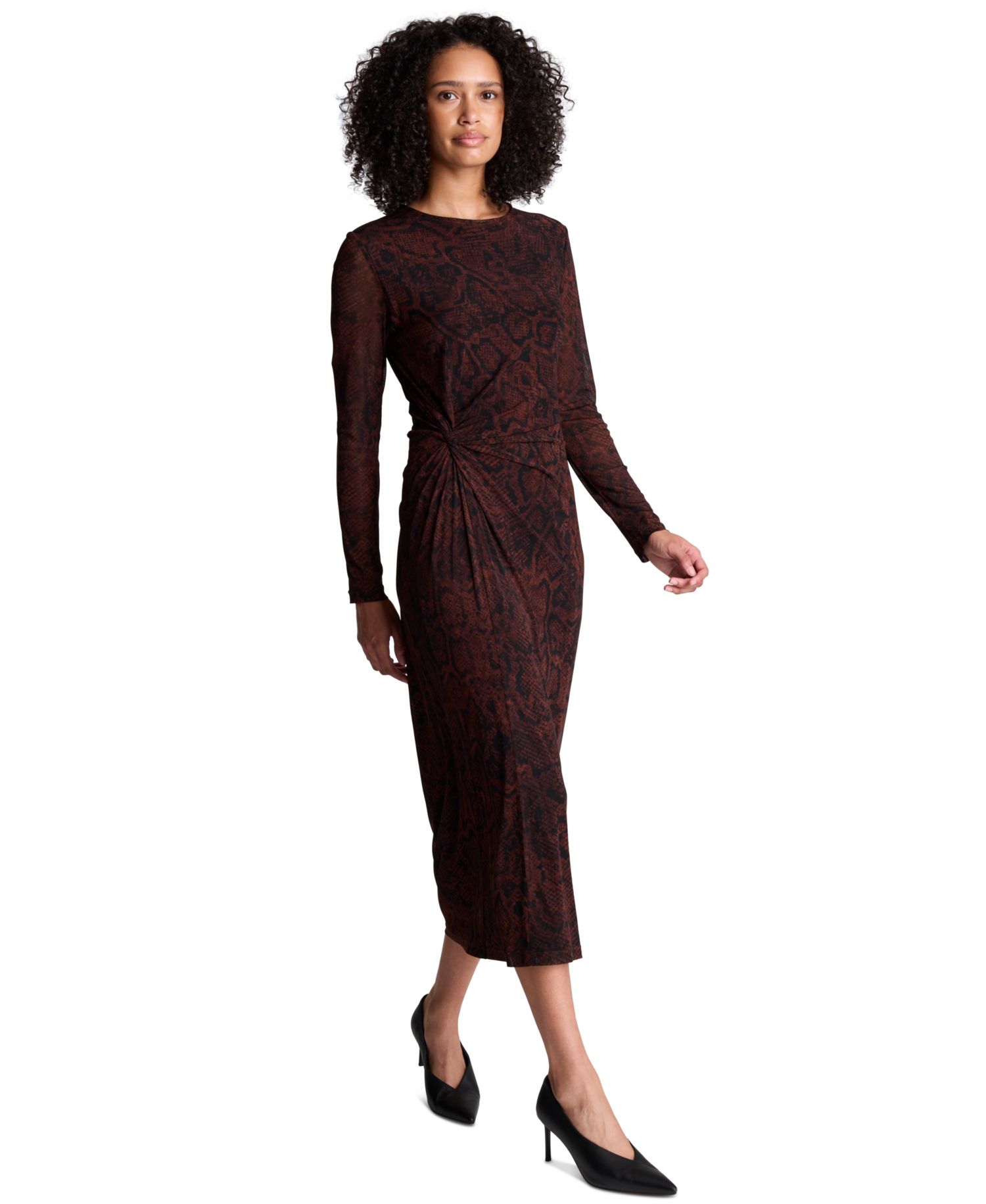 Women's Long-Sleeve Side Knot Midi