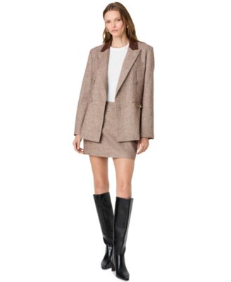 Women's Naya Herringbone Contrast Double-Breasted Poly-Wool Blend Blazer