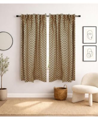 Palak Handmade Bohemian Block Print Viscose Color Linen Window Curtain
