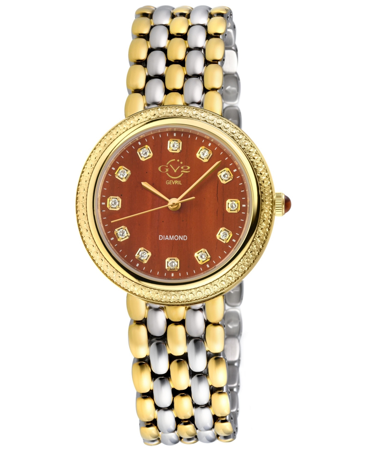 GV6 Women's Arezzo Swiss Quartz Two tone Iprg/Ss Stainless Steel Bracelet Diamond Watch - Ip gold