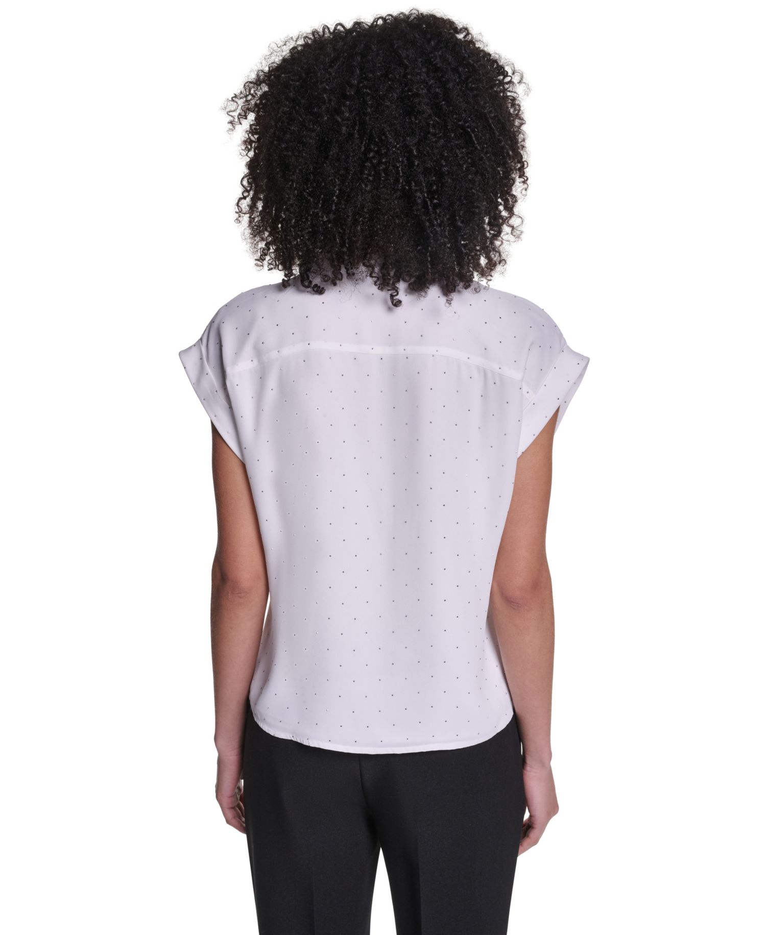 Women's Studded Ruffled Button-Front Shirt