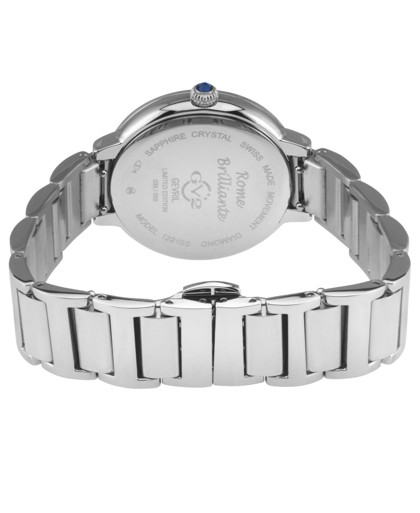 Женские часы GV2 by Gevril Rome Brillante Swiss Quartz Silver Stainless Steel Bracelet Diamond, цвет: Серебряный — фото 2