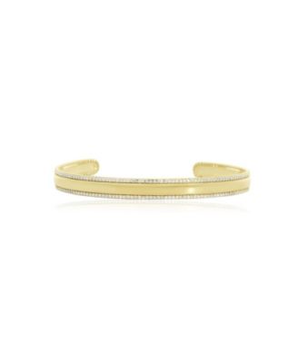 CZ Cuff Border Bangle 14K Gold-Plated Sterling Silver