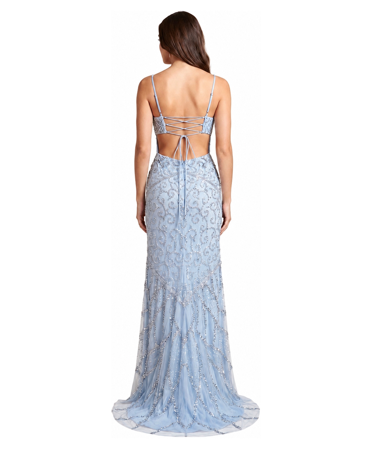 Lara Women's Embellished Gown with Slit And Low Back