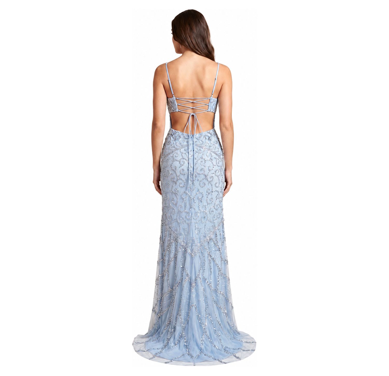 Women's Embellished Gown with Slit And Low Back