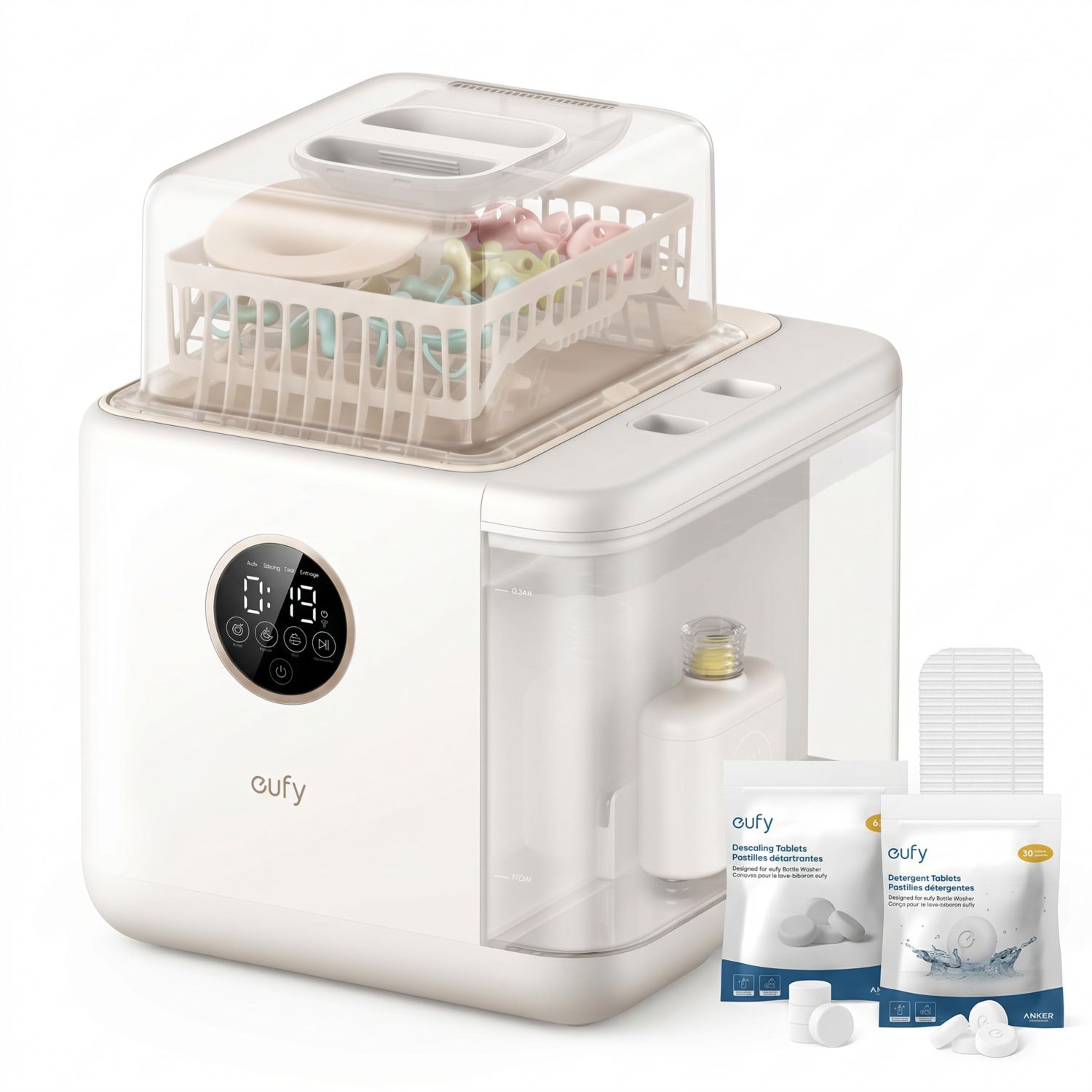 S1 pro Baby Bottle Washer,Sterilizer and Dryer with half-year Cleaning Kit. Built-in Water Softener,Large Capacity