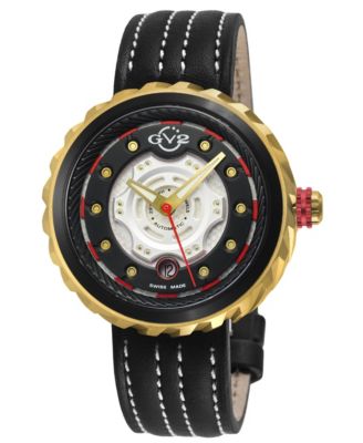 Men's Swiss Made Motorcycle Swiss Automatic Italian Leather Strap Watch