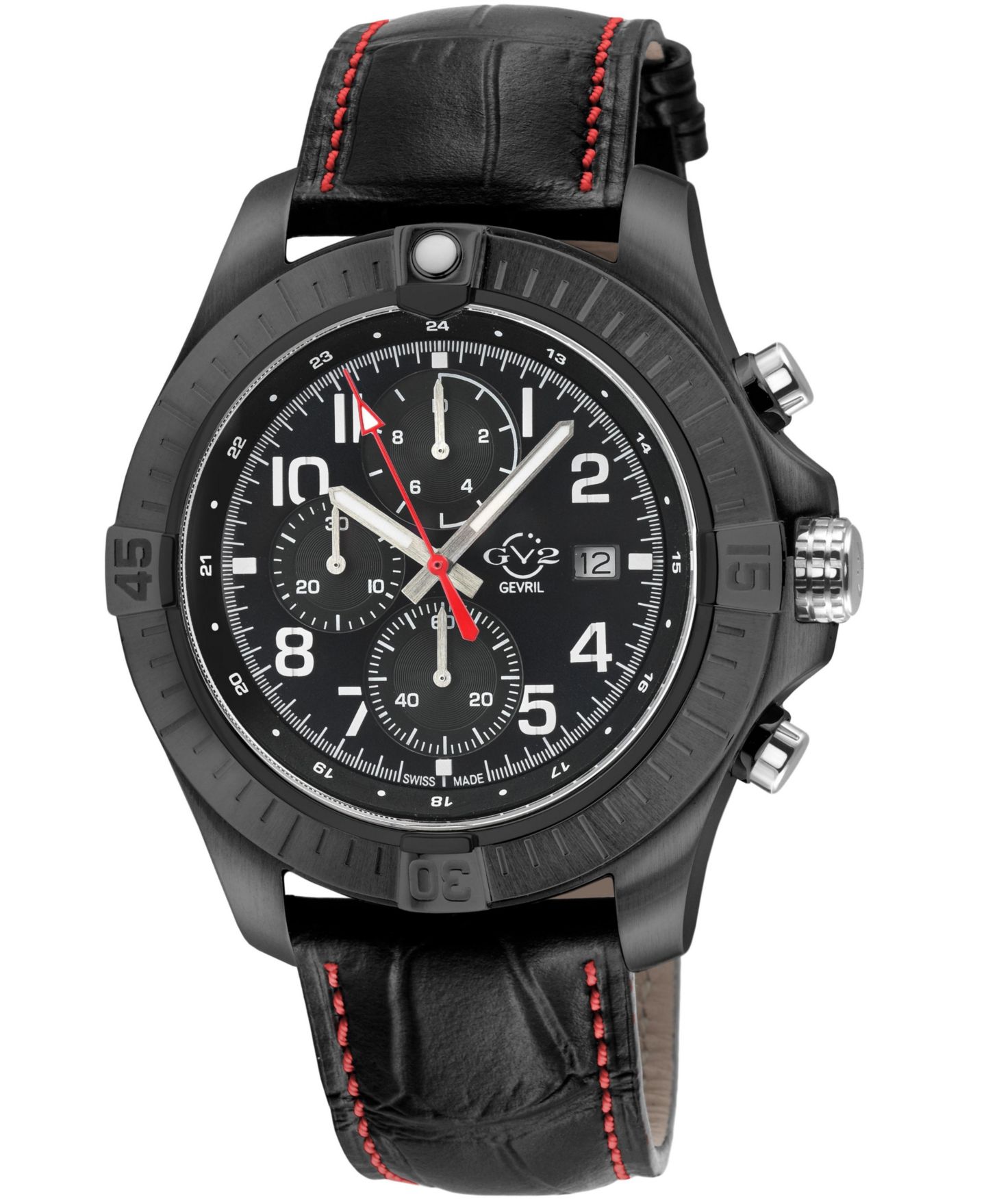 Мужские часы GV2 by Gevril Swiss Made T38 Swiss Quartz Italian Leather Strap Watch — фото 1