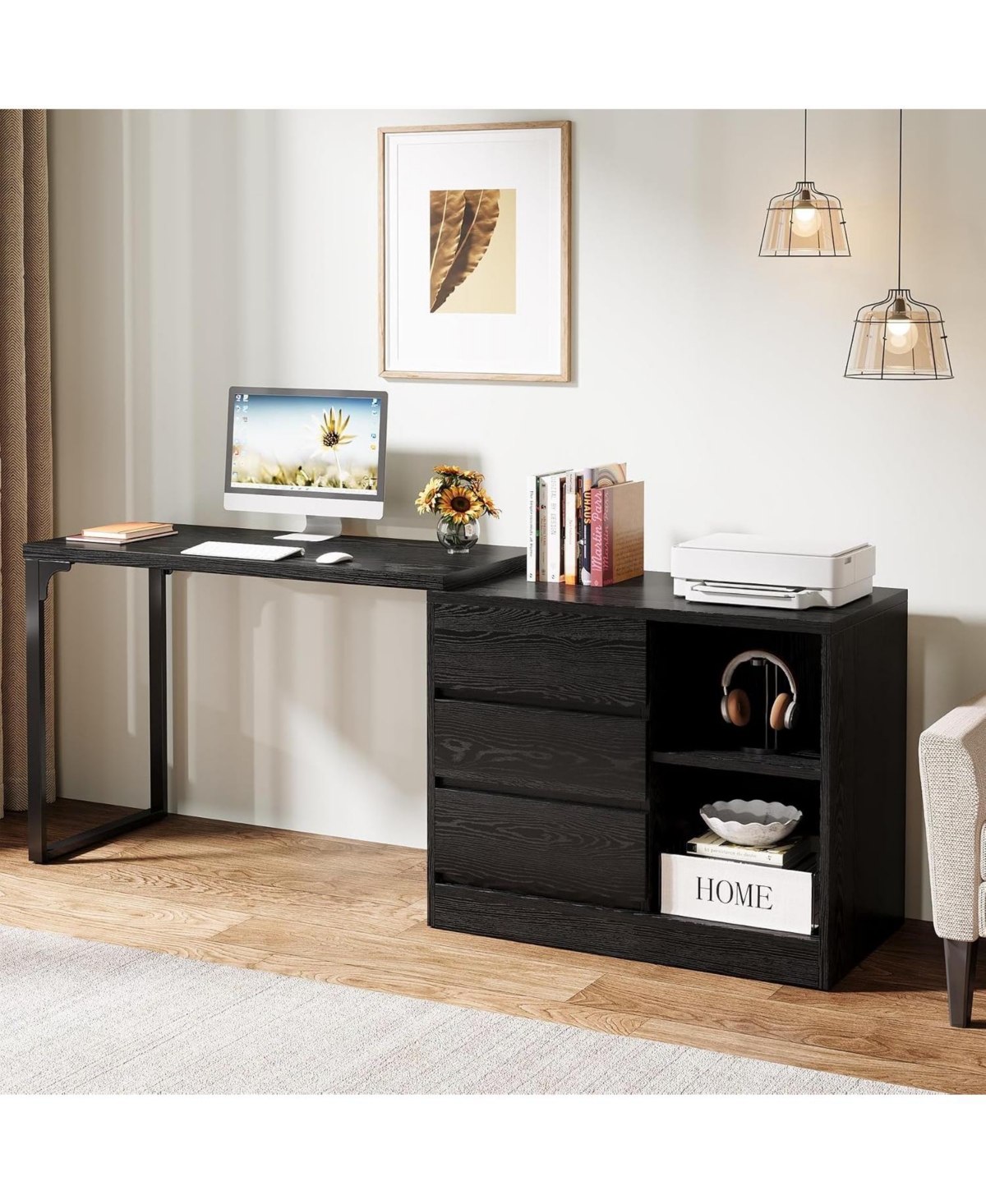 Tribesigns L-Shaped Computer Desk with Drawers and Shelves