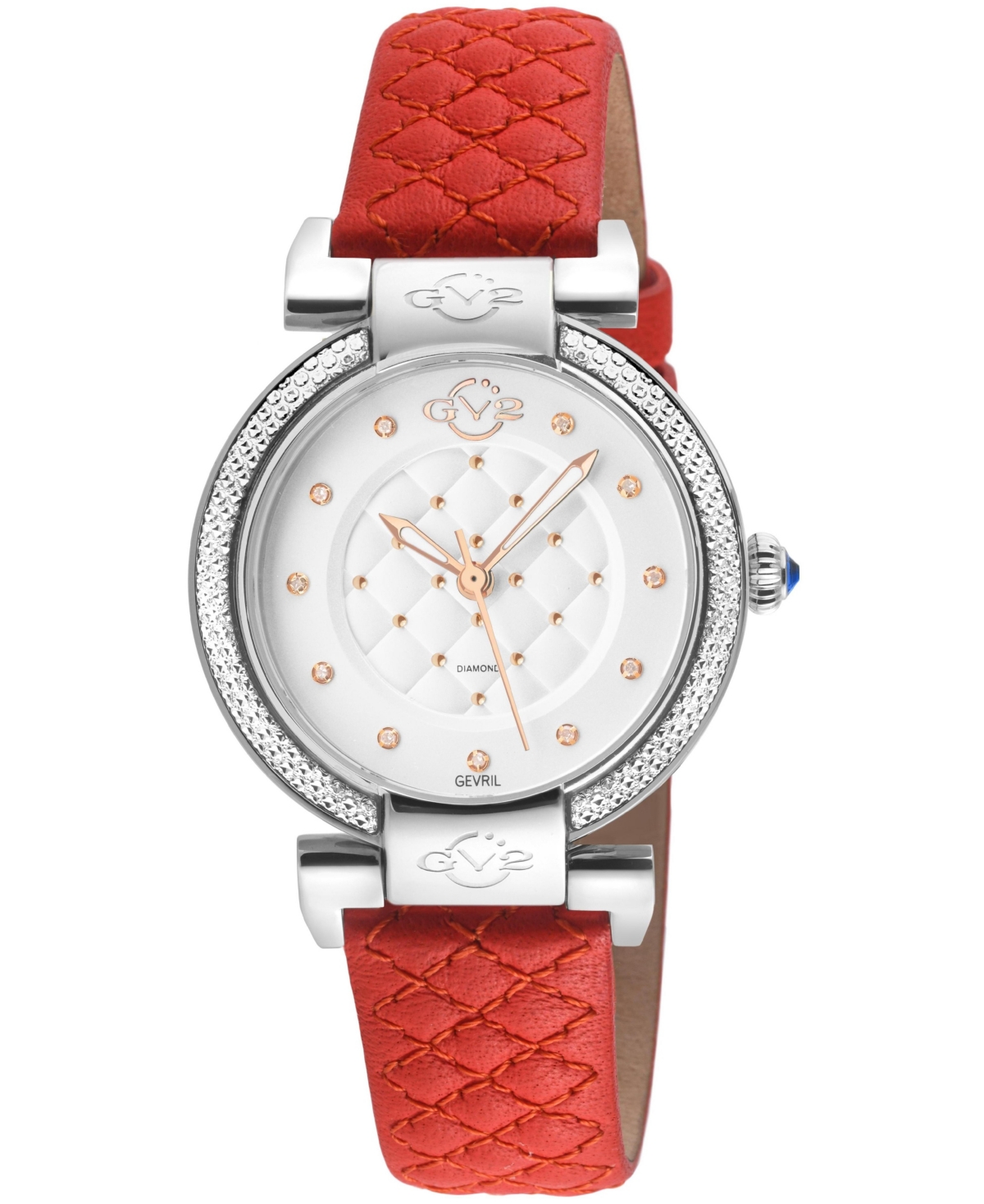 GV2 by Gevril Women's Berletta Swiss Quartz Leather Strap Diamond Watch