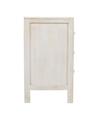 Jolie Rustic Solid Wood Global Boho Hand Carved Accent Chest with Three Drawers